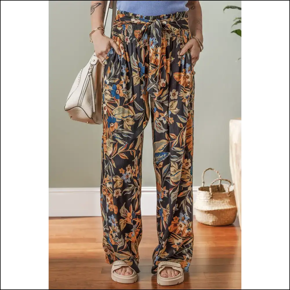 Vibrant Floral Pants: where Tie High Waist Meets Accidental Elegance 🌼 Needful Things - Pants on Sale Worldwide Shipping