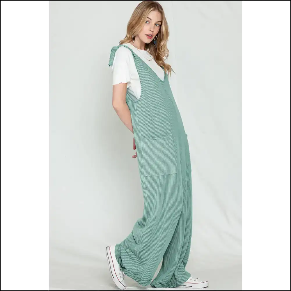 Vibrant Green Jumpsuit: Ribbed Wide Leg! Needful Things - Jumpsuits & Rompers on Sale Worldwide Shipping