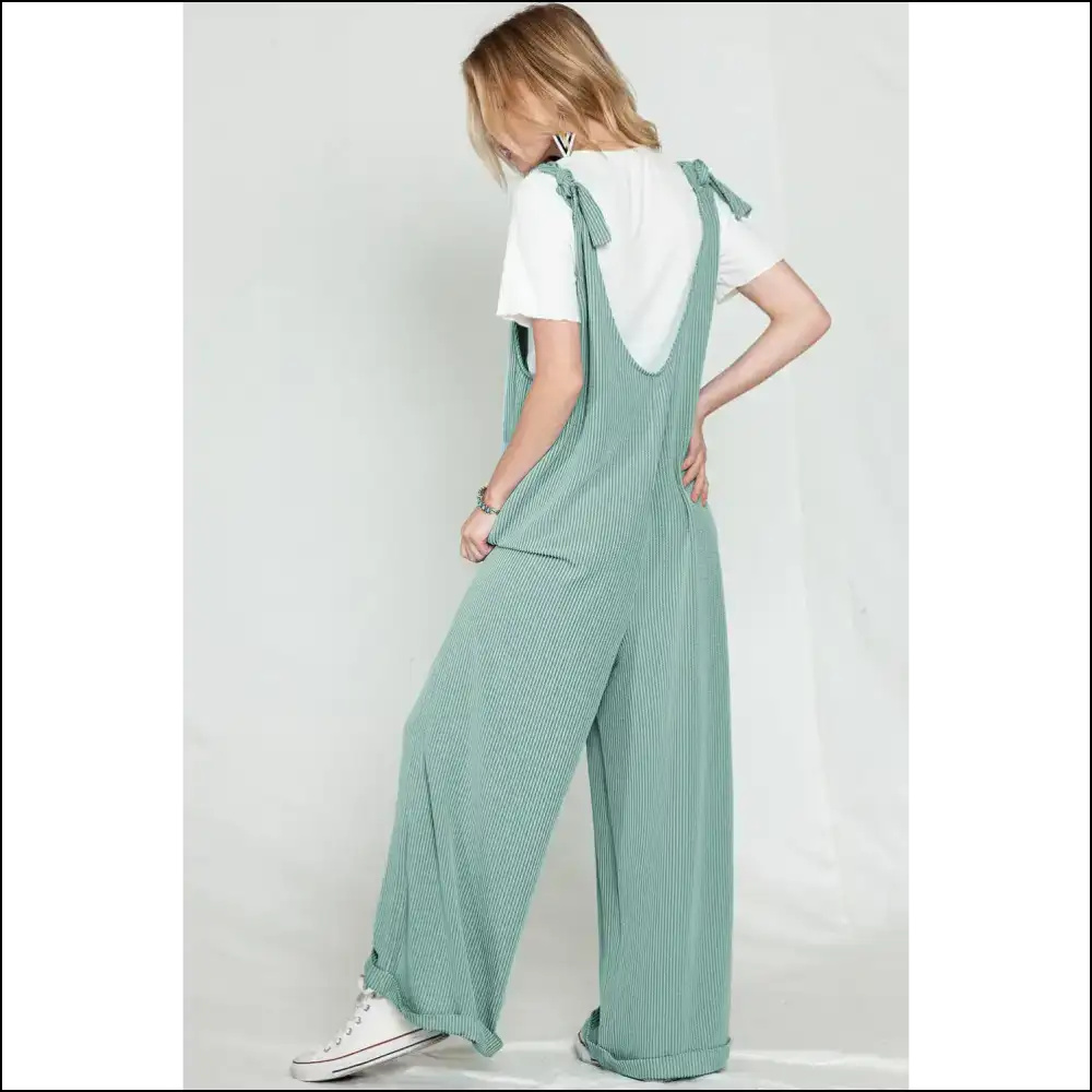 Vibrant Green Jumpsuit: Ribbed Wide Leg! Needful Things - Jumpsuits & Rompers on Sale Worldwide Shipping