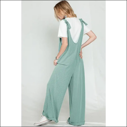 Vibrant Green Jumpsuit: Ribbed Wide Leg! Needful Things - Jumpsuits & Rompers on Sale Worldwide Shipping