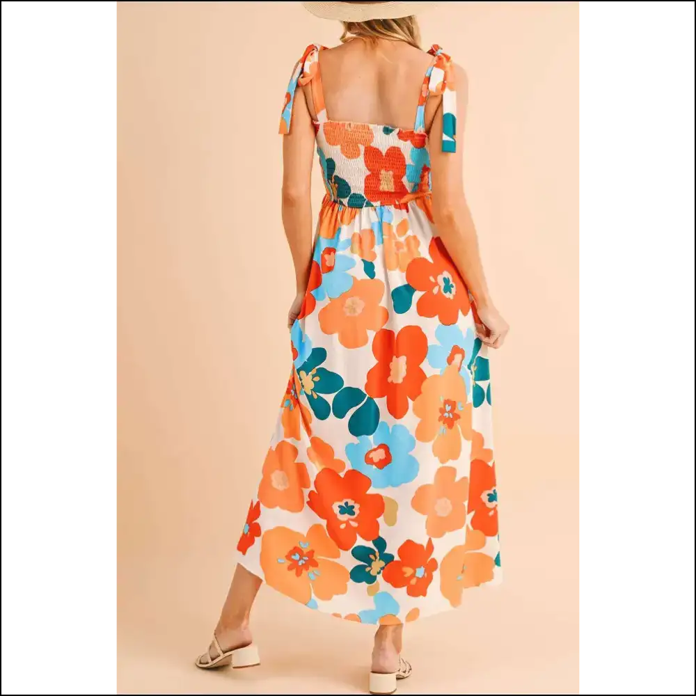 Vibrant Orange Smocked Maxi Dress: Groovy Queen 👑 - Dresses on Sale Worldwide Shipping