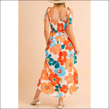 Vibrant Orange Smocked Maxi Dress: Groovy Queen 👑 - Dresses on Sale Worldwide Shipping