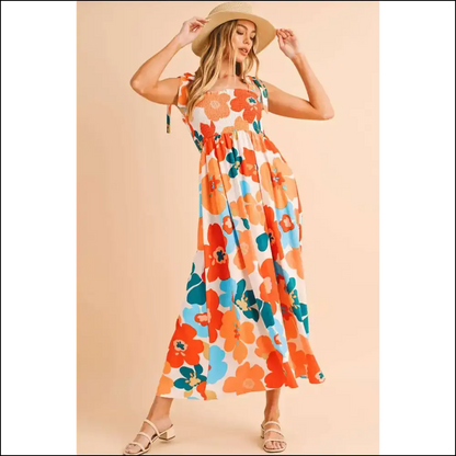 Vibrant Orange Smocked Maxi Dress: Groovy Queen 👑 - Dresses on Sale Worldwide Shipping