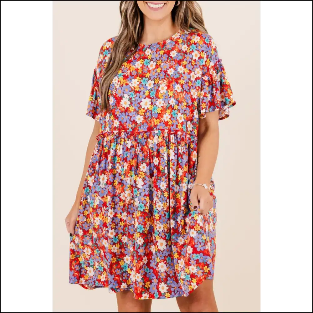 Vibrant Red Flower Mini Dress: Goddess (and Flirty!) from Needful Things 😈🌹 - 1x - Plus Size Dresses on Sale Worldwide Shipping