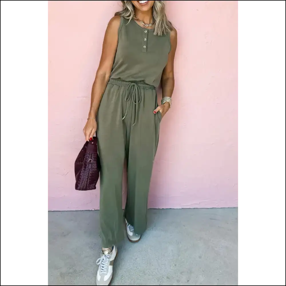 Vineyard Green Wide Leg Jumpsuit: Needful Things Fab! 🐸 - s - Jumpsuits & Rompers on Sale Worldwide Shipping