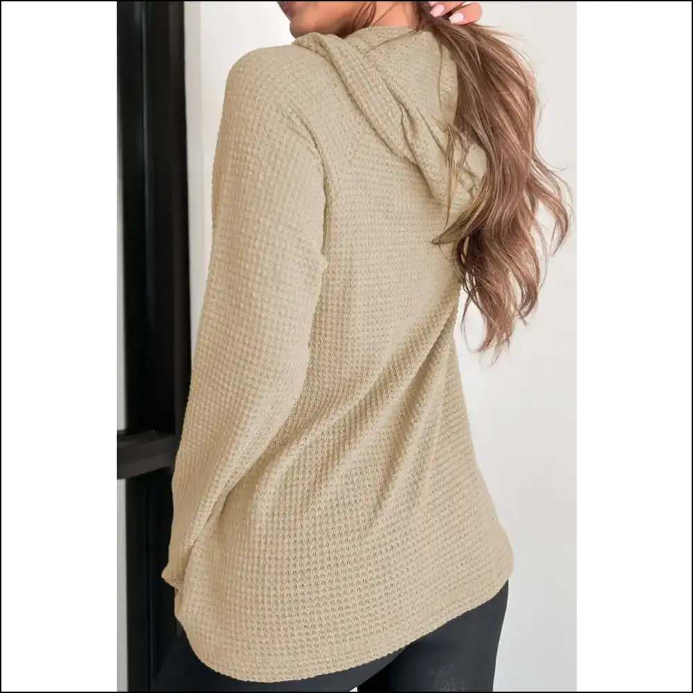 Waffle-knit Button-up Drawstring Hoodie - Hoodies Sweatshirts & on Sale Worldwide Shipping