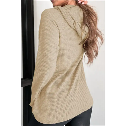 Waffle-knit Button-up Drawstring Hoodie - Hoodies Sweatshirts & on Sale Worldwide Shipping