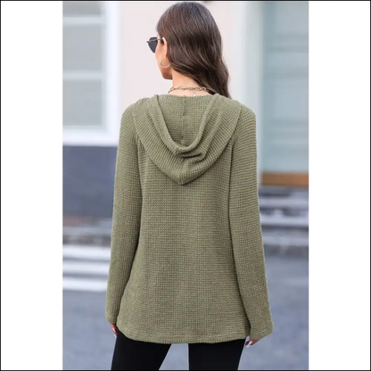 Waffle-knit Button-up Drawstring Hoodie - Hoodies Sweatshirts & on Sale Worldwide Shipping