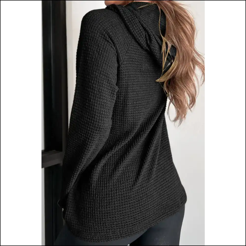 Waffle-knit Button-up Drawstring Hoodie - Hoodies Sweatshirts & on Sale Worldwide Shipping