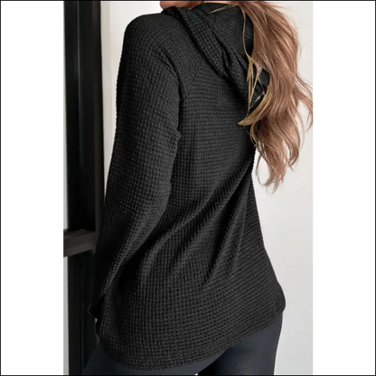 Waffle-knit Button-up Drawstring Hoodie - Hoodies Sweatshirts & on Sale Worldwide Shipping