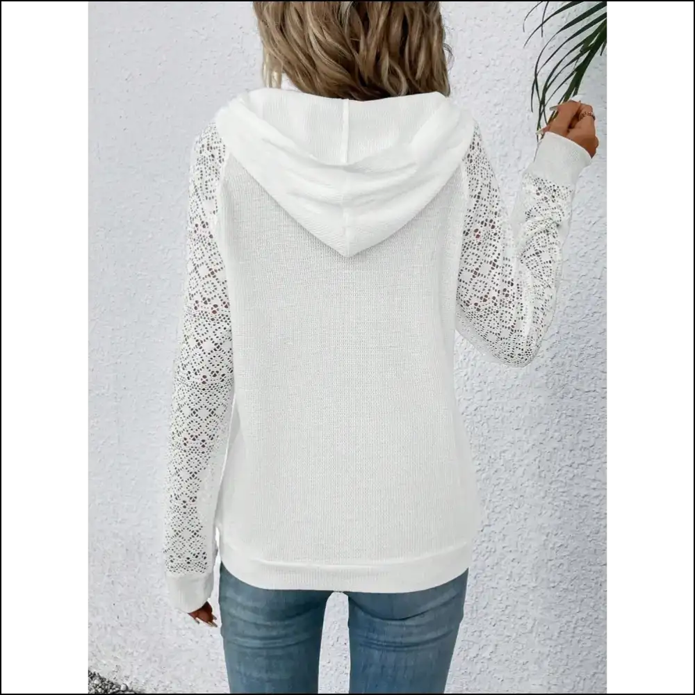 Waffle-knit Long Sleeve Hoodie: where Cozy Chic Meets Goddess Vibes! ✨ - Sweatshirts & Hoodies on Sale Worldwide Shipping