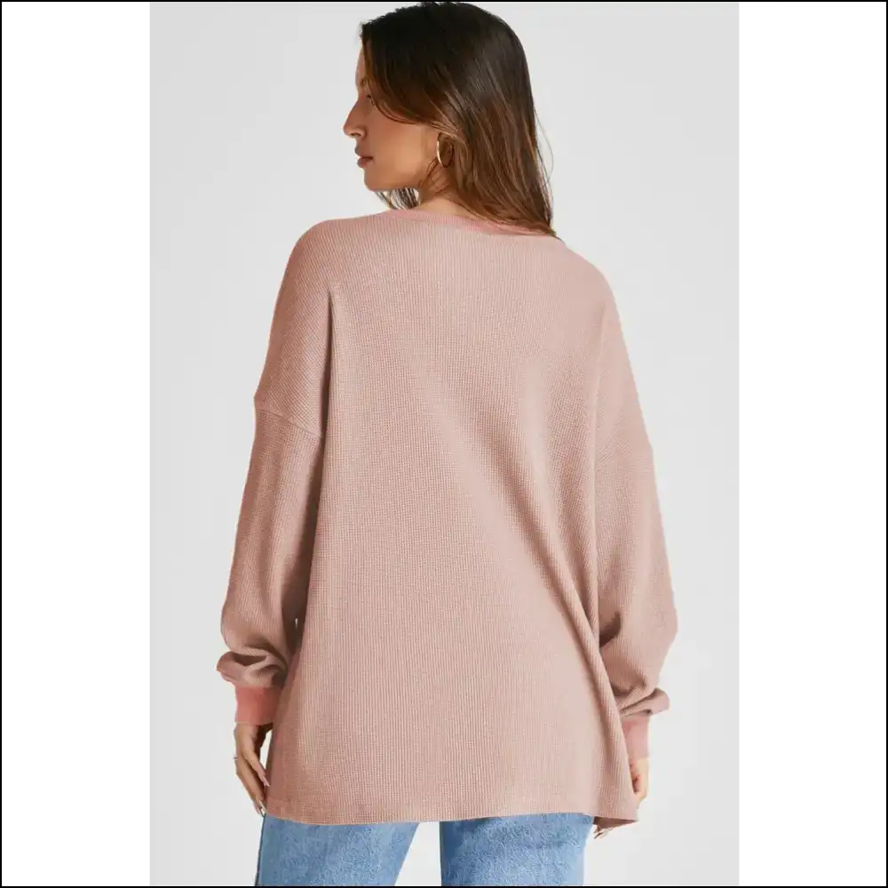 Waffle-knit Long Sleeve Sweatshirt: Perfect for Couch Potatoes & Coffee Dates ? - Sweatshirts Hoodies on Sale Worldwide Shipping