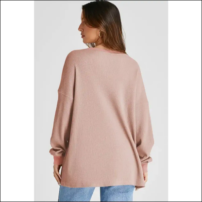 Waffle-knit Long Sleeve Sweatshirt: Perfect for Couch Potatoes & Coffee Dates ? - Sweatshirts Hoodies on Sale Worldwide Shipping