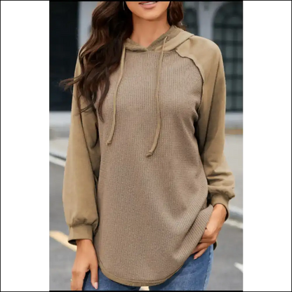 Waffled Knit Exposed Seam Drawstring Hoodie - Hoodies Sweatshirts & on Sale Worldwide Shipping