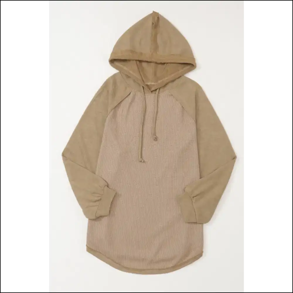 Waffled Knit Exposed Seam Drawstring Hoodie - Hoodies Sweatshirts & on Sale Worldwide Shipping
