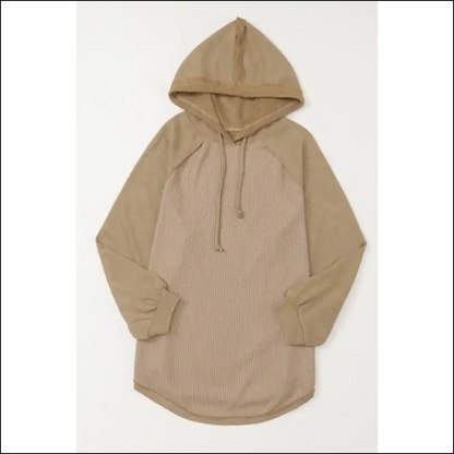 Waffled Knit Exposed Seam Drawstring Hoodie - Hoodies Sweatshirts & on Sale Worldwide Shipping