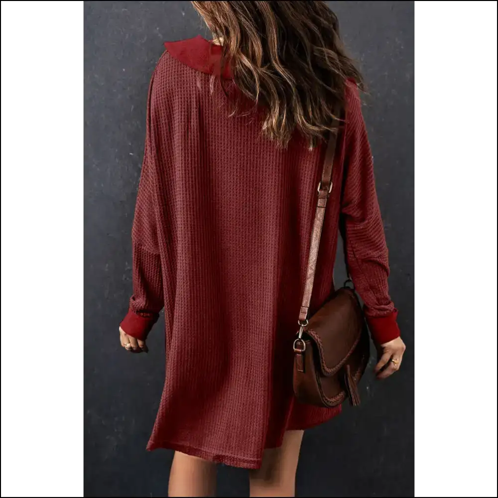 Warning: May Cause Excessive Staring - Chic Red Wfle Top from Needful Things 😈 - Long Sleeve Tops Shirts & on Sale Worldwide Shipping