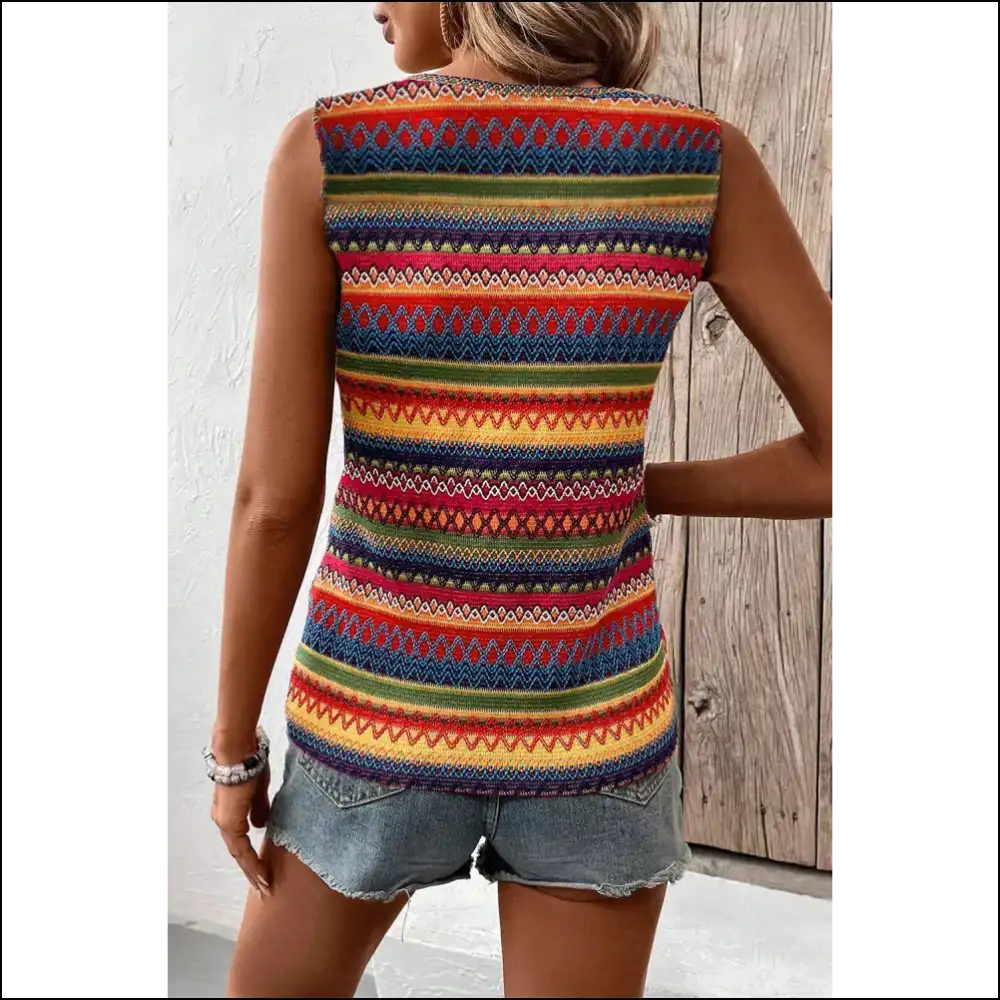 Wavy Pattern Tank: Yellow & Ready to Slay Needful Things 😎 - Tank Tops on Sale Worldwide Shipping