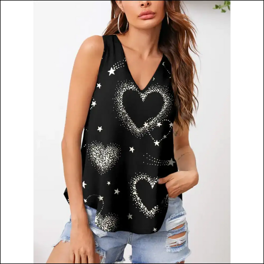 Wear your Heart (and Jokes) on Sleeve with Fam-fam V-neck Tank!❤️ - Black / s - Tank Tops on Sale Worldwide Shipping