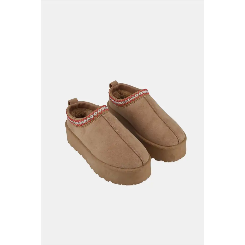 Weeboo Platform Embroidered Trim Slip-on Boots - on Sale Worldwide Shipping