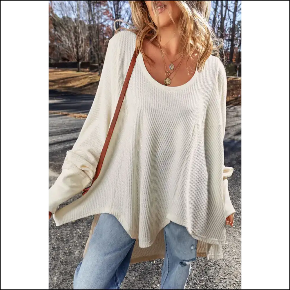 Wfle Knit Oversized Top: Basically a Cloud you can Wear ?️ - White / s - Long Sleeve Tops Shirts & on Sale Worldwide Shipping