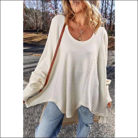 Wfle Knit Oversized Top: Basically a Cloud you can Wear ?️ - White / s - Long Sleeve Tops Shirts & on Sale Worldwide Shipping