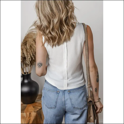 Wfle Knit so Good It’s Practically Therapy (chic White Wfle) 💀 Needful Things - Tank Tops on Sale Worldwide Shipping