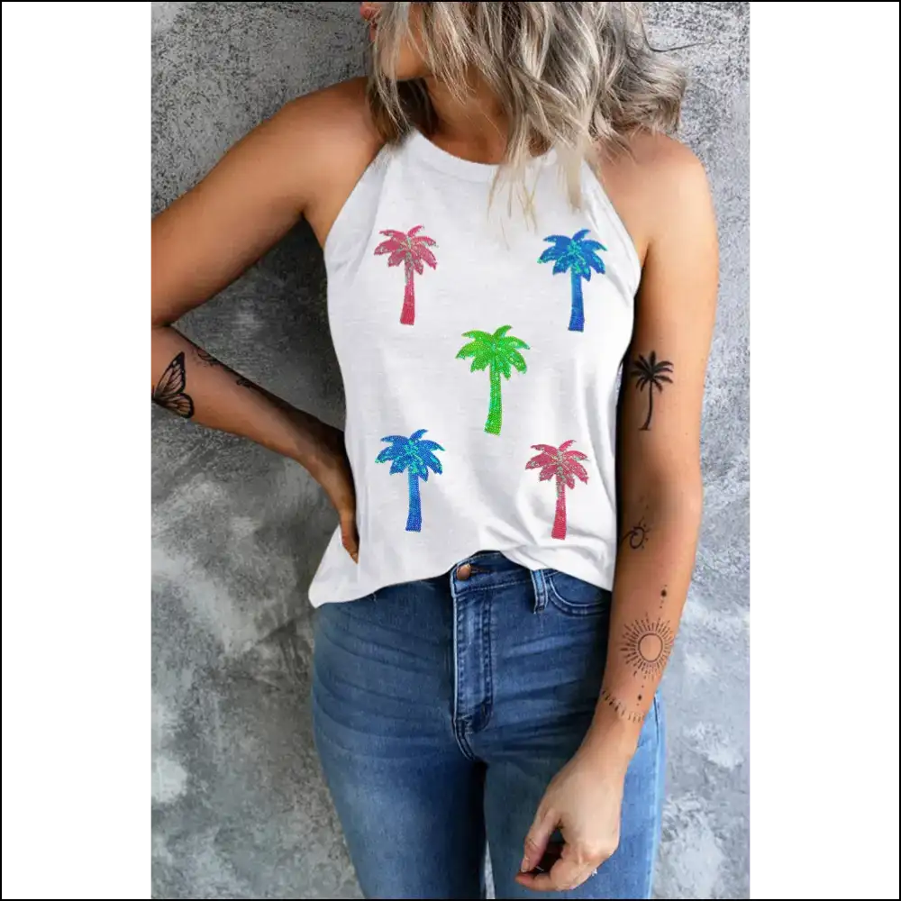 When Life Gives you Lemons Wear a Sequin Coconut Tree Tank! 🌴✨ - Tank Tops on Sale Worldwide Shipping