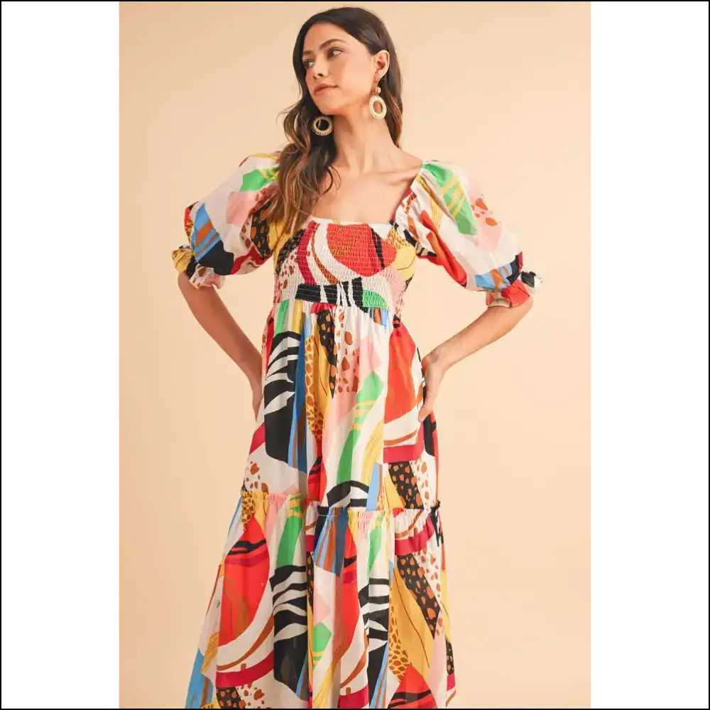 White Abstract Maxi Dress: Queen & Ready to Rule! 👑 - Dresses on Sale Worldwide Shipping