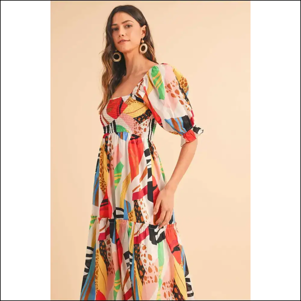 White Abstract Maxi Dress: Queen & Ready to Rule! 👑 - Dresses on Sale Worldwide Shipping