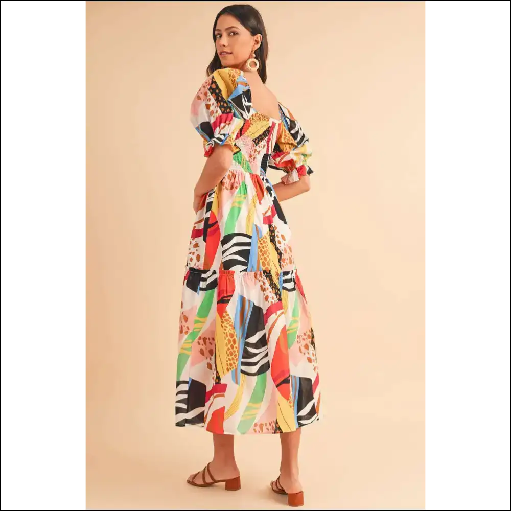 White Abstract Maxi Dress: Queen & Ready to Rule! 👑 - Dresses on Sale Worldwide Shipping