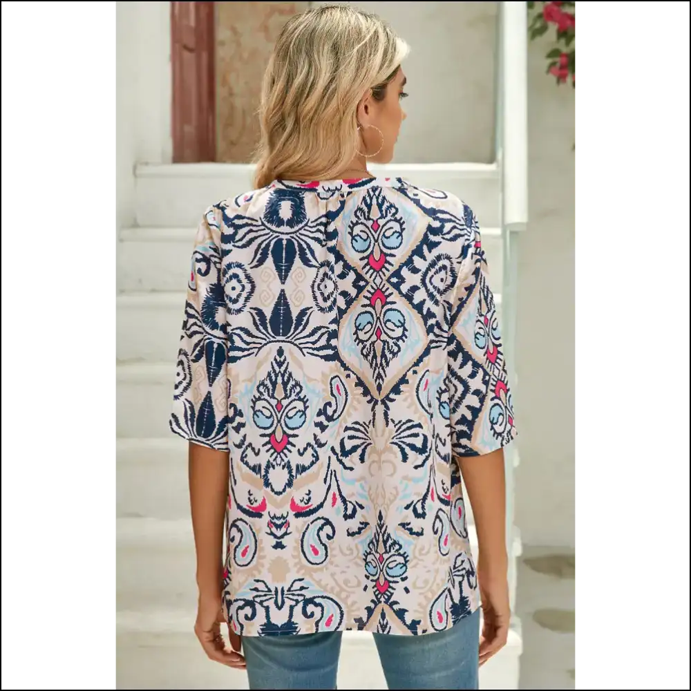 White Abstract Print Blouse: your Closet’s New Bff () 😜 - Blouses on Sale Worldwide Shipping