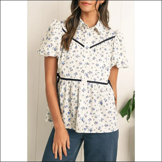 White Boho Ditsy Floral: your New Fave Shirt 🌼 (needful Things) - s - Blouses on Sale Worldwide Shipping