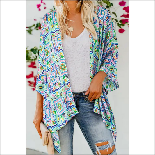 White Boho Floral Kimono: Garden Goddess (needful Things) 🌼💀 - s - Cover-ups Swimwear on Sale Worldwide Shipping