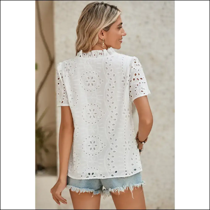 White Boho Geometric v Neck: so Comfy You’ll Live in It! 😇 Needful Things - Blouses on Sale Worldwide Shipping