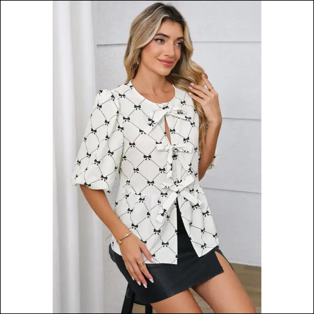 White Checkered Bow: your Next Slay Babe! 🎀 Needful Things - Blouses on Sale Worldwide Shipping