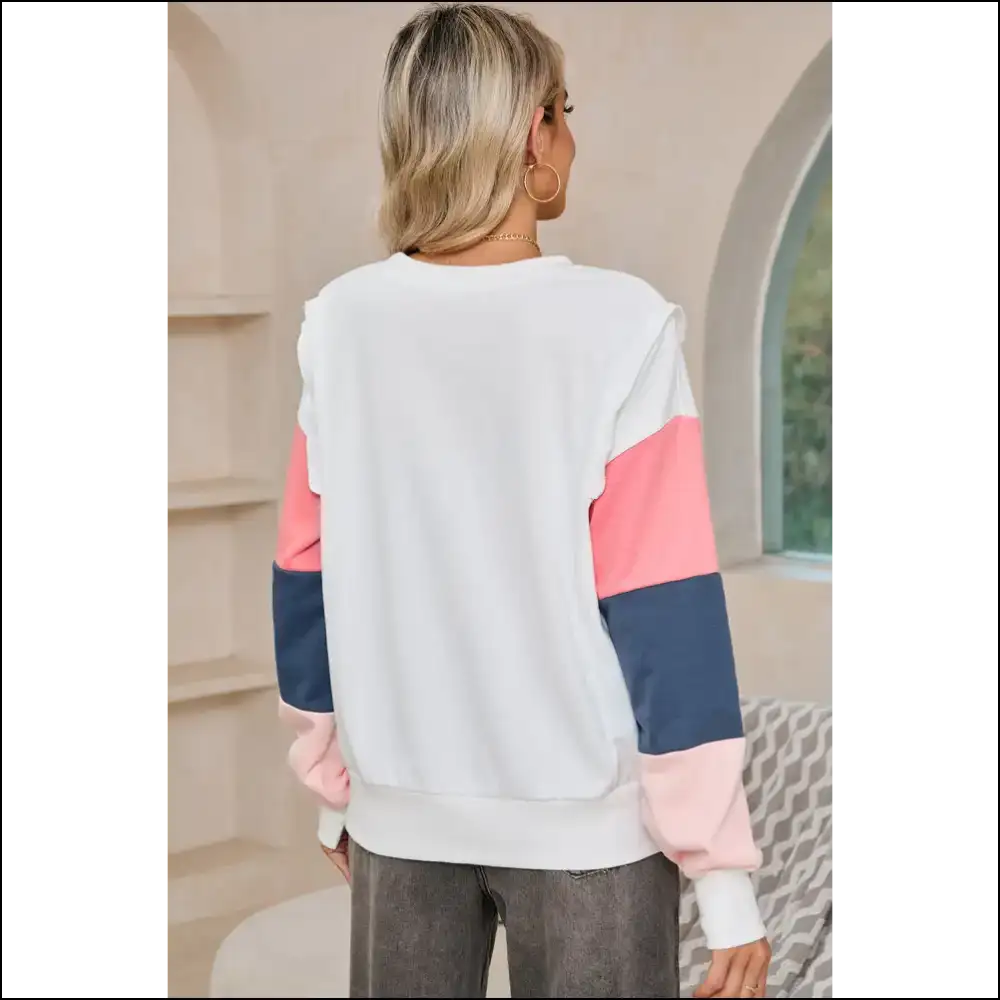 White Color Block Sleeve: Finally a Top that Understands my Chaos 🤪 - Long Sleeve Tops Shirts & on Sale Worldwide Shipping