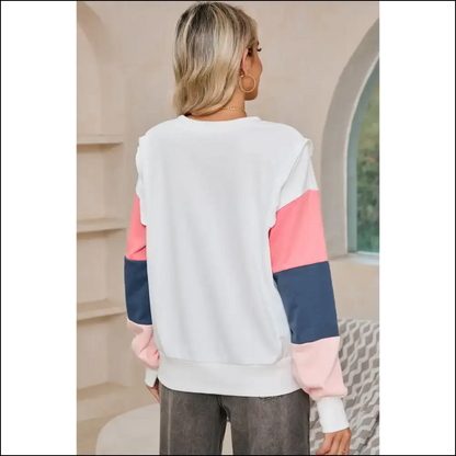 White Color Block Sleeve: Finally a Top that Understands my Chaos 🤪 - Long Sleeve Tops Shirts & on Sale Worldwide Shipping