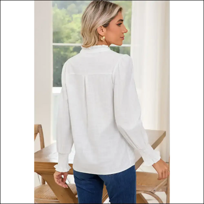White Floral Embroidered Boho Shirt: Runway Ready (even if Youre just) Long Sleeve Tops Shirts & on Sale Worldwide Shipping