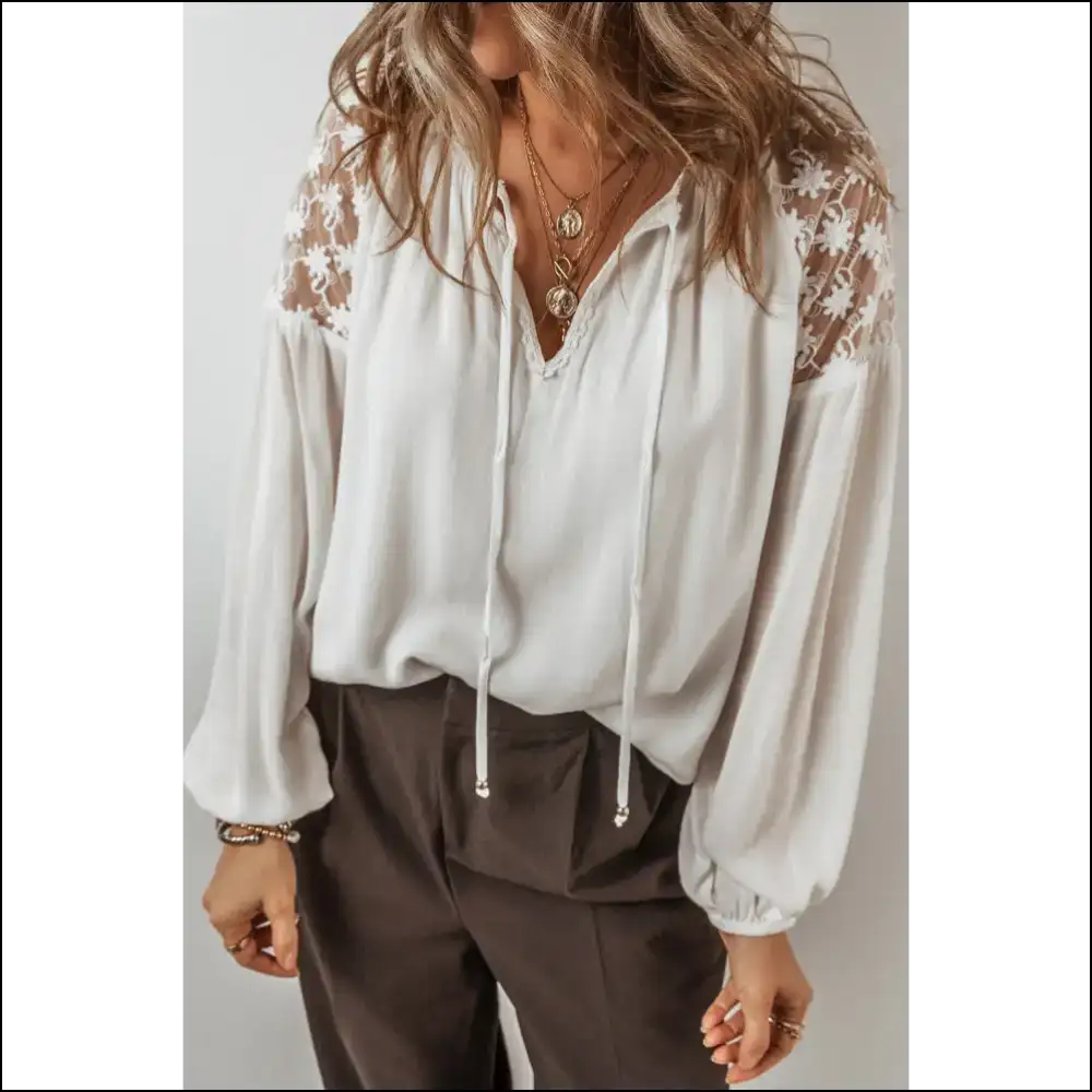 White Floral Lace: Blouse so Divine Youll Think Youre Dead 💀 from Needful Things - Blouses on Sale Worldwide Shipping
