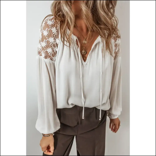 White Floral Lace: Blouse so Divine Youll Think Youre Dead 💀 from Needful Things - s - Blouses on Sale Worldwide Shipping