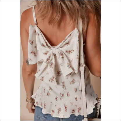 White Floral Print Spaghetti Strap: so Hot it Hurts 🥵 - Camisoles Tank Tops on Sale Worldwide Shipping