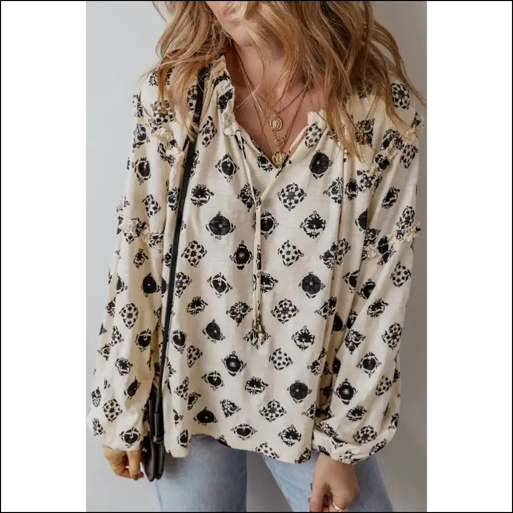 White Flower Print Blouse: from Frumpy to 🌸 - Blouses on Sale Worldwide Shipping