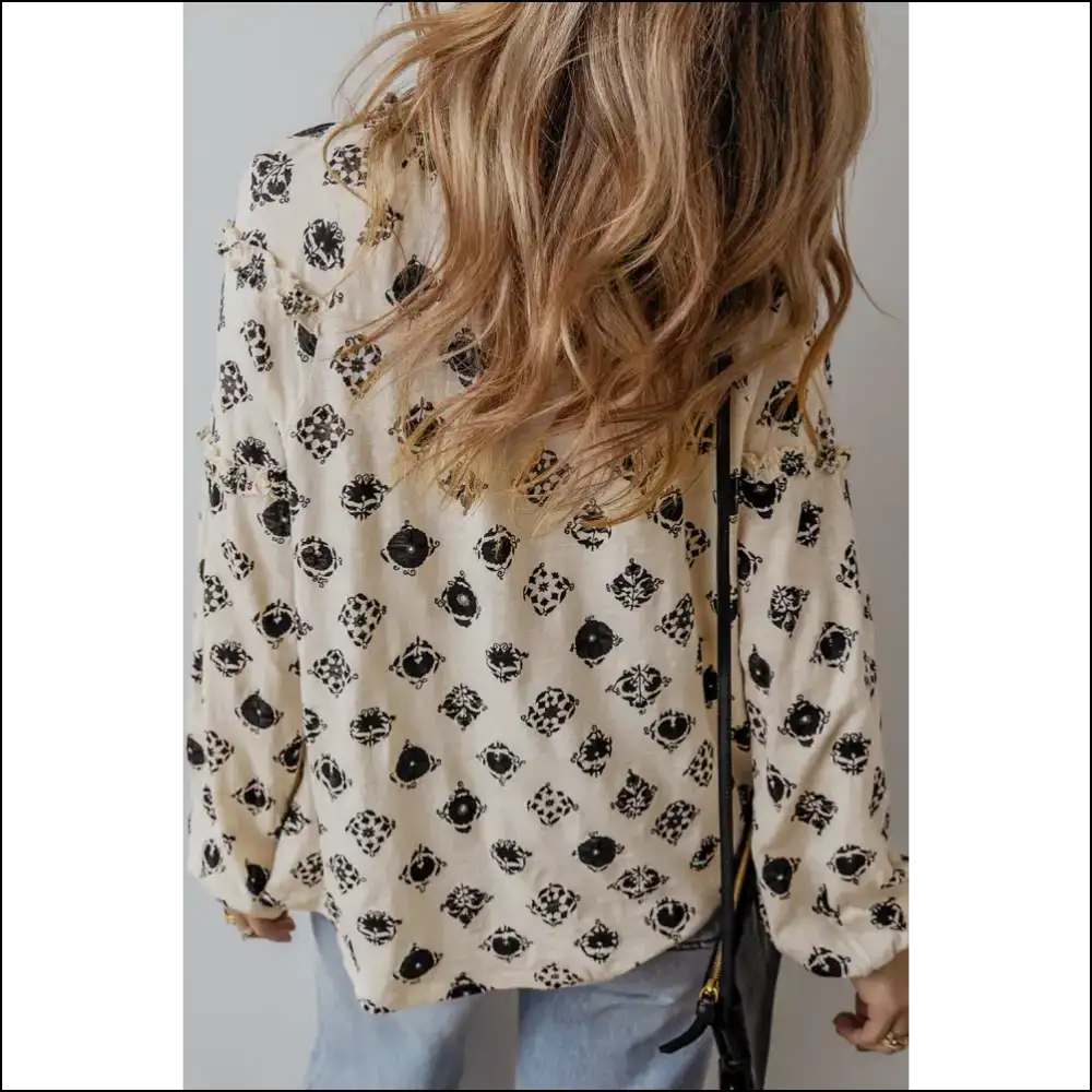 White Flower Print Blouse: from Frumpy to 🌸 - Blouses on Sale Worldwide Shipping