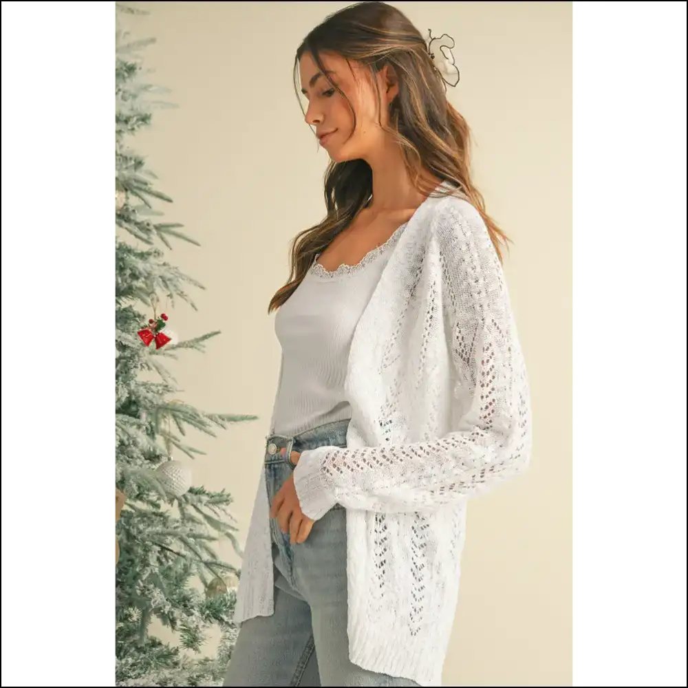 White Hollow Knit: Feeling Fabulous (cardigan Edition) Needful Things 💀 - Cardigans on Sale Worldwide Shipping