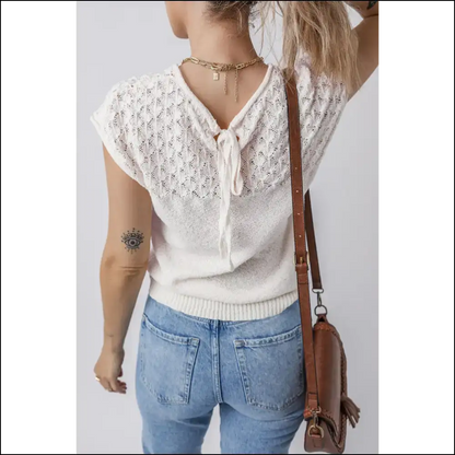 White Knotted Chic Knit: Because Adulting is Hard 💀 Needful Things - Knit Tops on Sale Worldwide Shipping