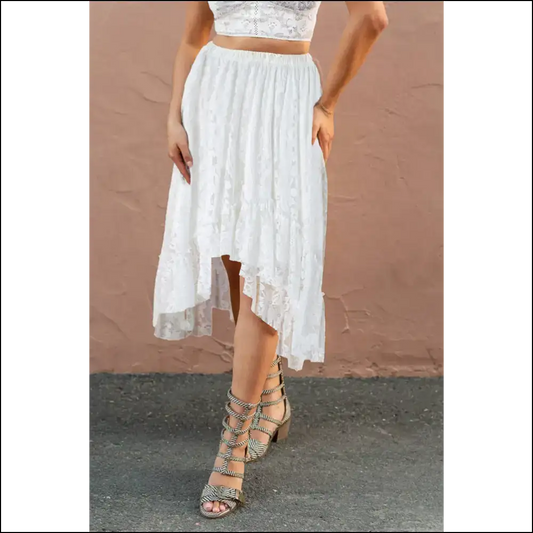 White Lace Ruffled Skirt: Ditch the Throne Slay Day! 👑 - s - Skirts on Sale Worldwide Shipping