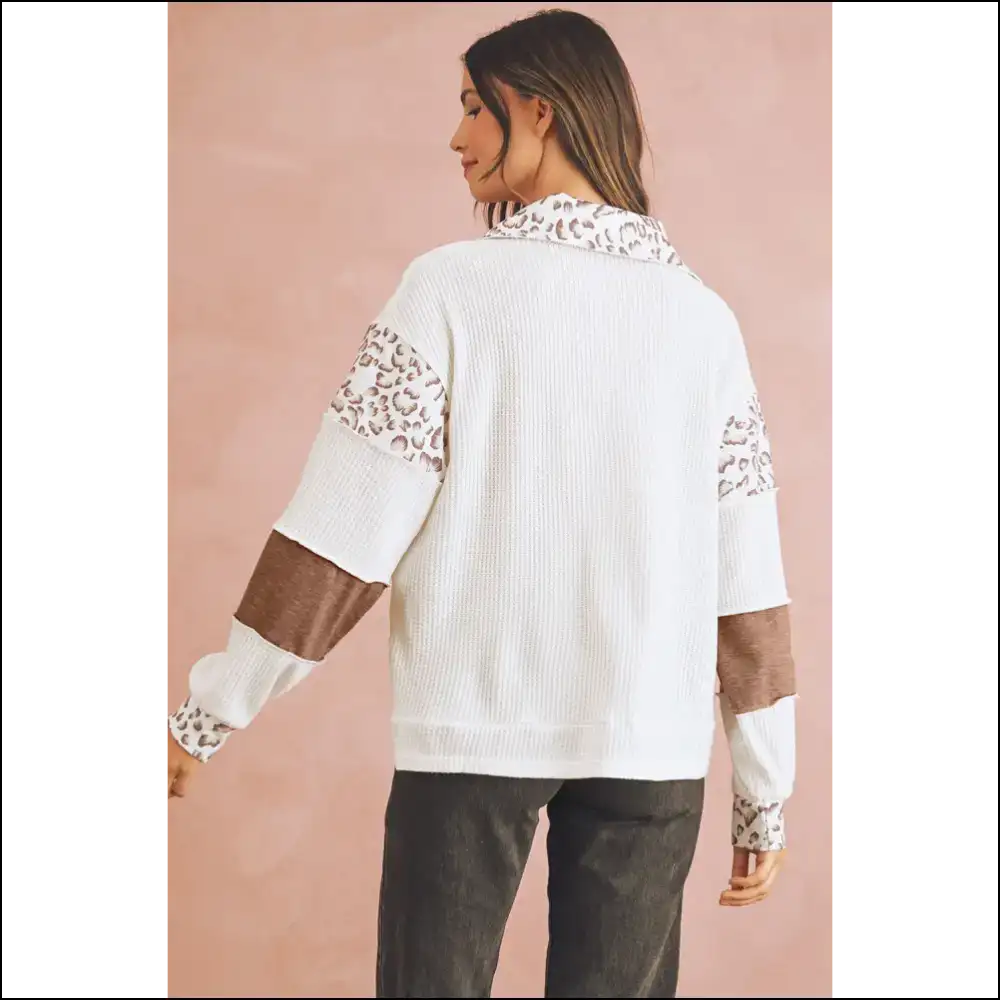 White Leopard Patchwork: so Good It’s Wild 🐆 - Long Sleeve Tops Shirts & on Sale Worldwide Shipping