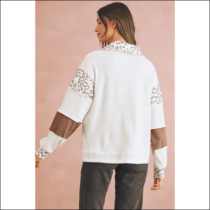 White Leopard Patchwork: so Good It’s Wild 🐆 - Long Sleeve Tops Shirts & on Sale Worldwide Shipping