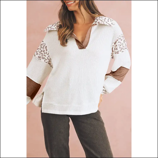 White Leopard Patchwork: so Good It’s Wild 🐆 - s - Long Sleeve Tops Shirts & on Sale Worldwide Shipping